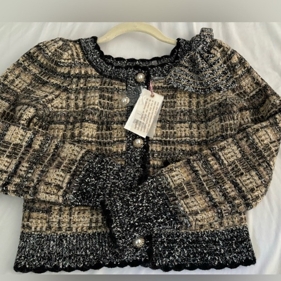 Loveshackfancy Chantria boucle tweed cropped cardigan Size XS NWT. - Picture 4 of 8